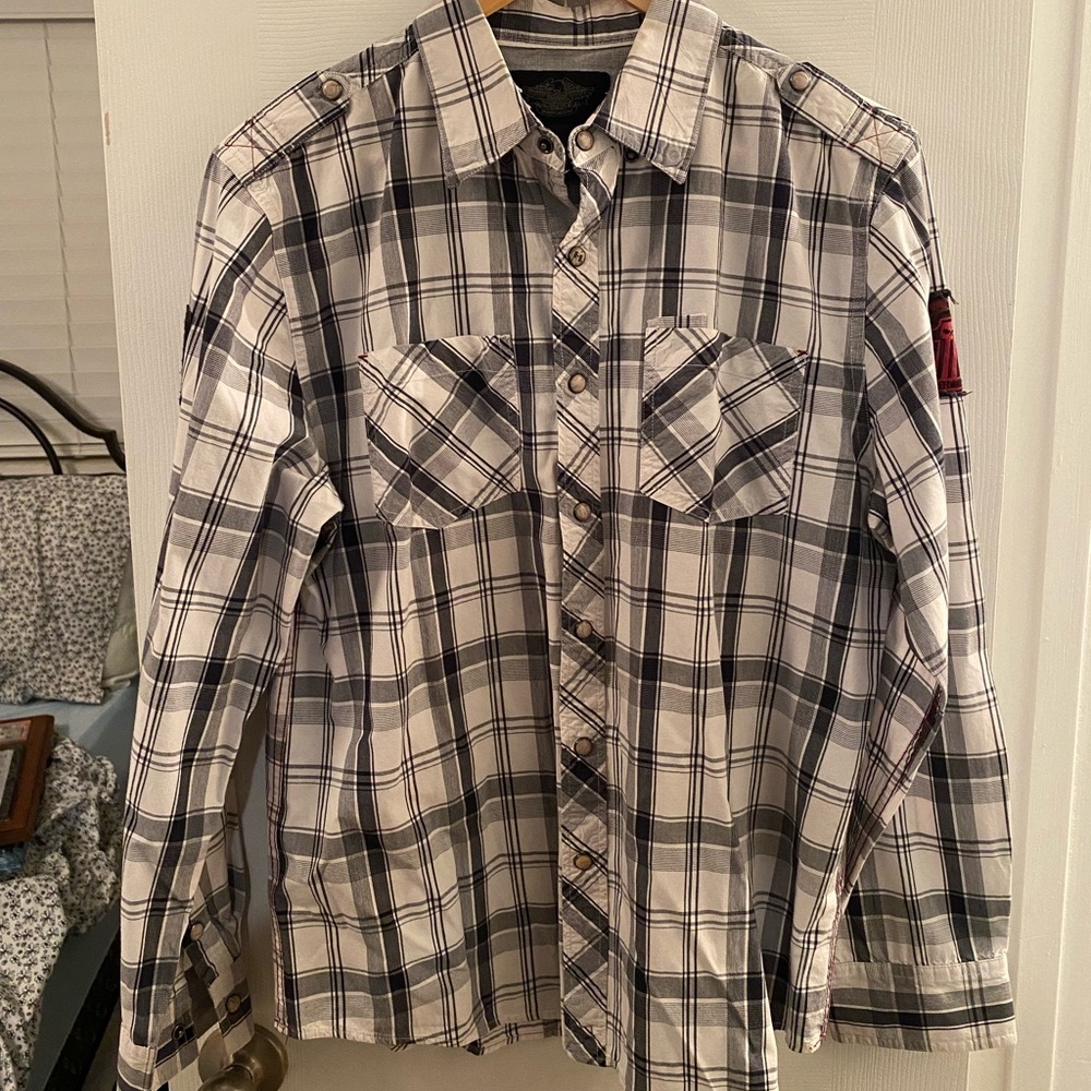 Long Sleeve Harley Davidson Pearl Snap Button Up